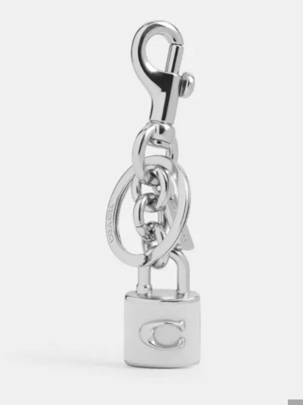 Coach Silver Keychain with Padlock Charm NWT